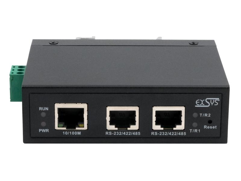Exsys Serieller Geräteserver EX-61002 Serieller Multiprotokoll-Geräteserver mit 2 Ethernet Ports