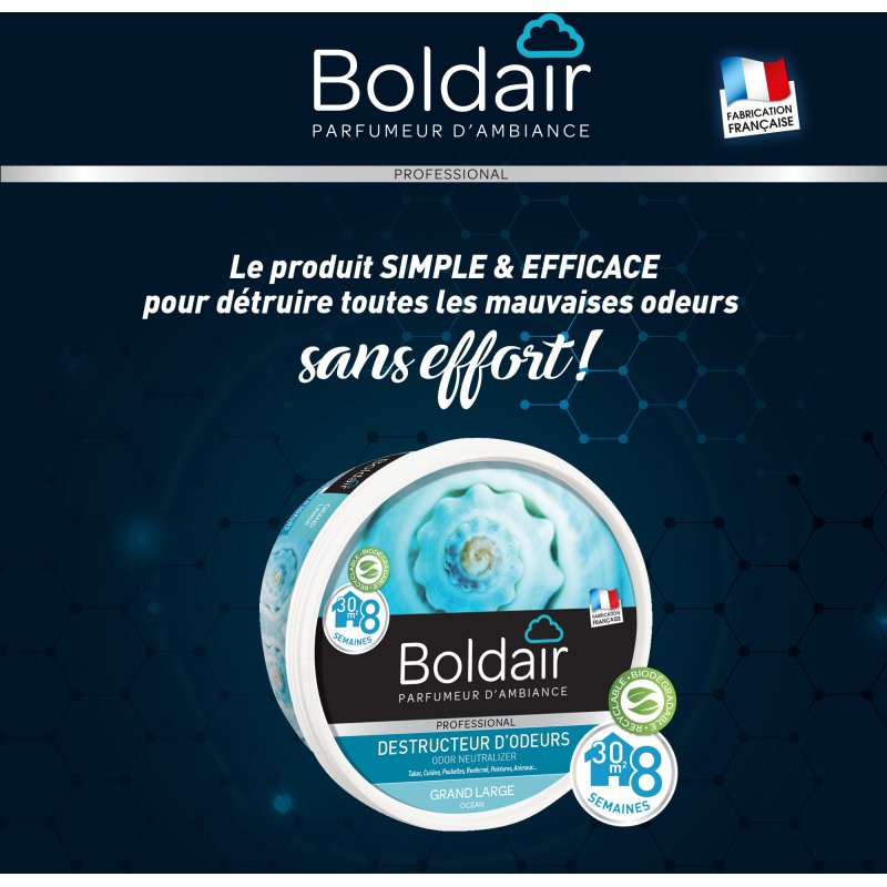 Désodorisant gel Boldair destructeur d'odeurs Grand Large - Boîte de 300 g
