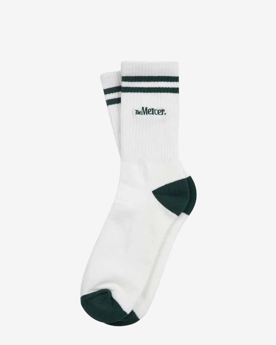 Mercer Amsterdam The Mercer Socks Stripe Wit/Donkergroen Sokken