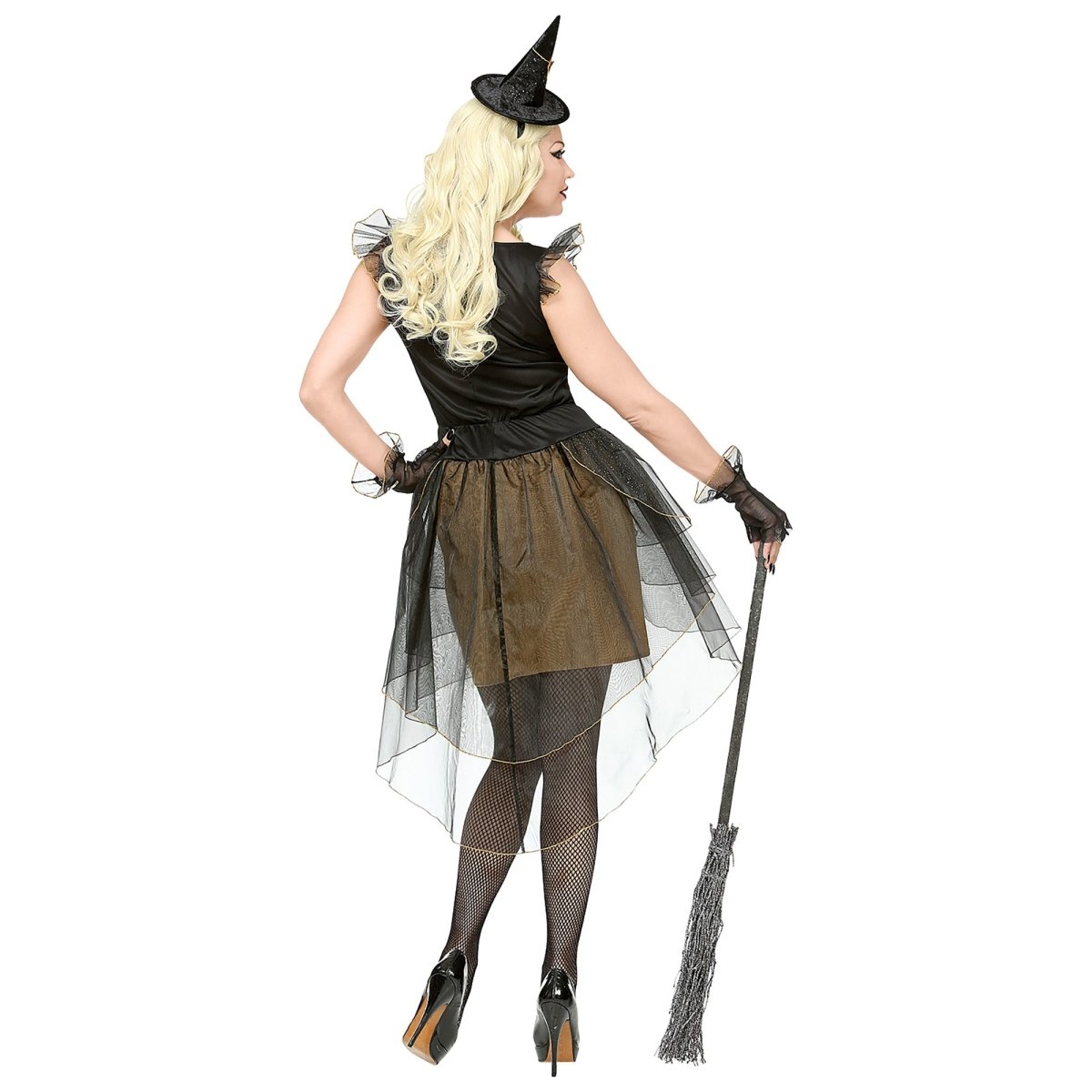 Halloween Jurk Zwart Goud Dames Heks