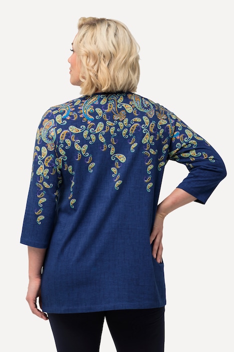 Longshirt, Bordürendruck, Rundhals, 3/4-Arm