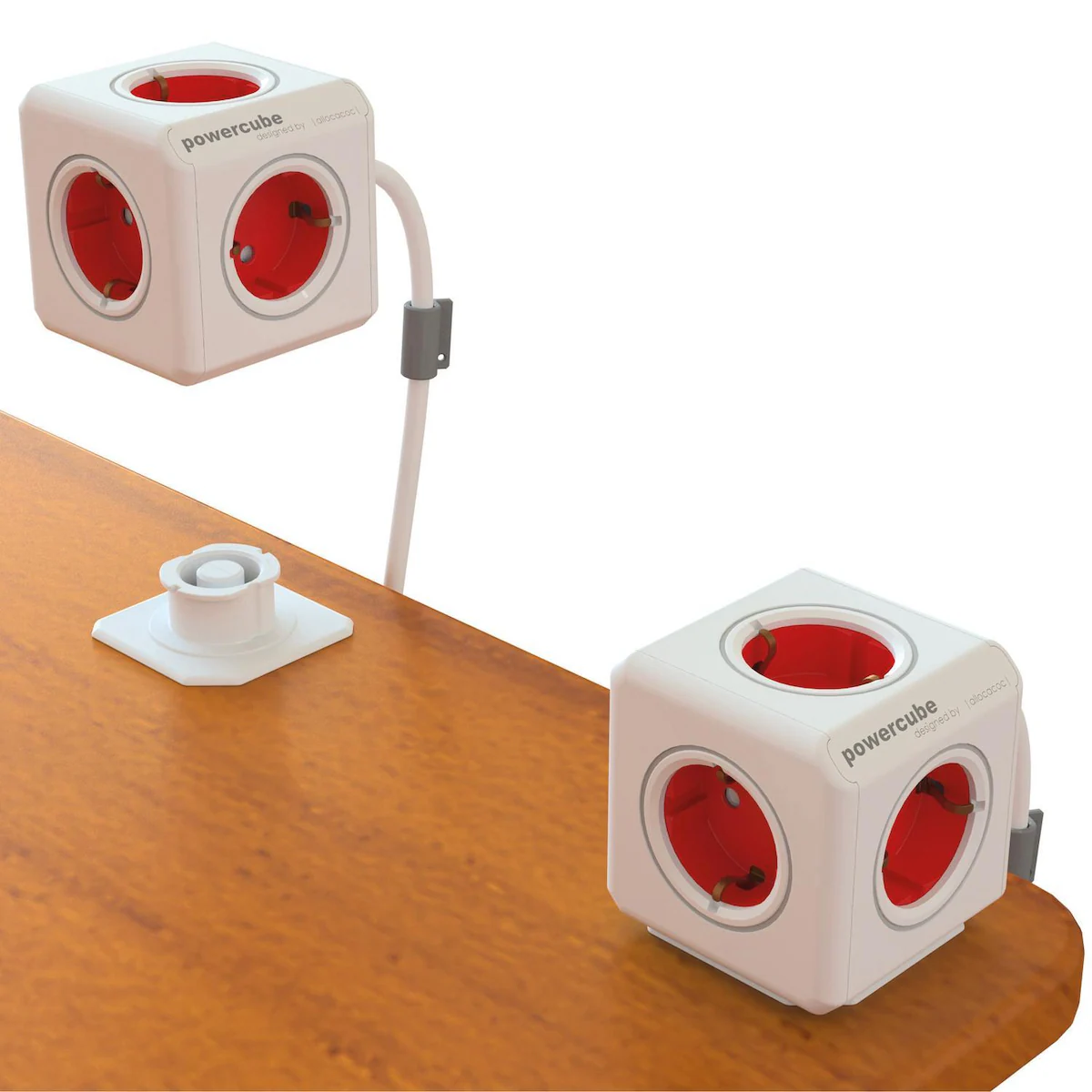 allocacoc PowerCube Extended 5 Sockets, 1.5m, red