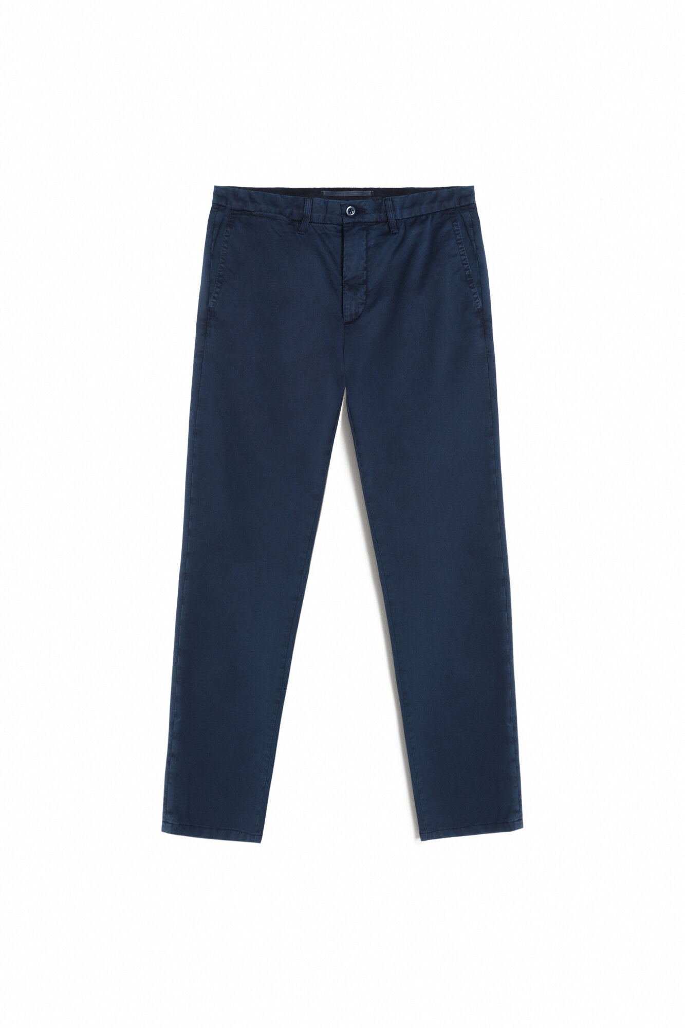 Calças chinesas slim com cintura elástica - Azul marinho