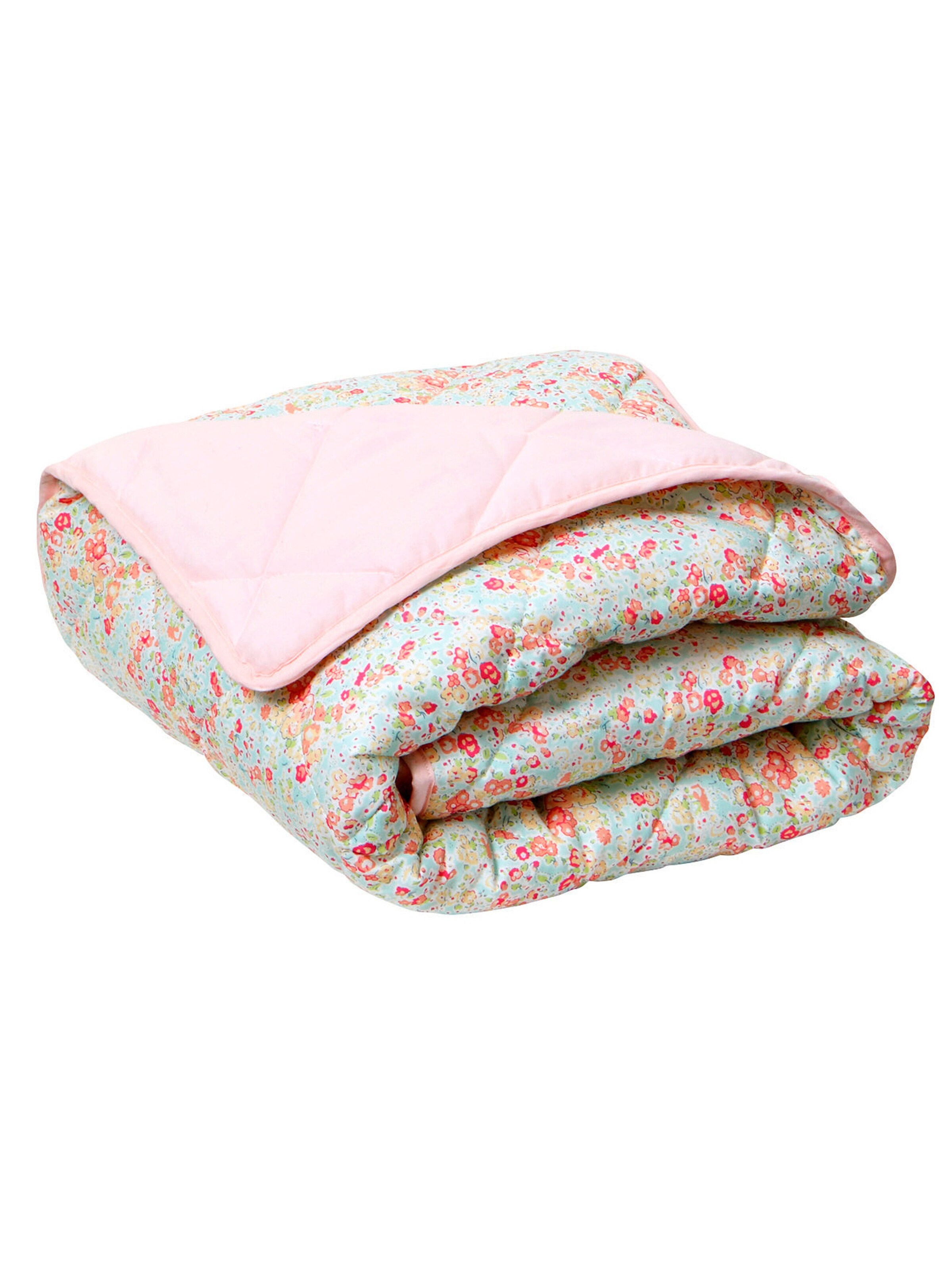 Vertbaudet Mädchen Steppdecke mit Blumenmuster aqua geblümt/rosa