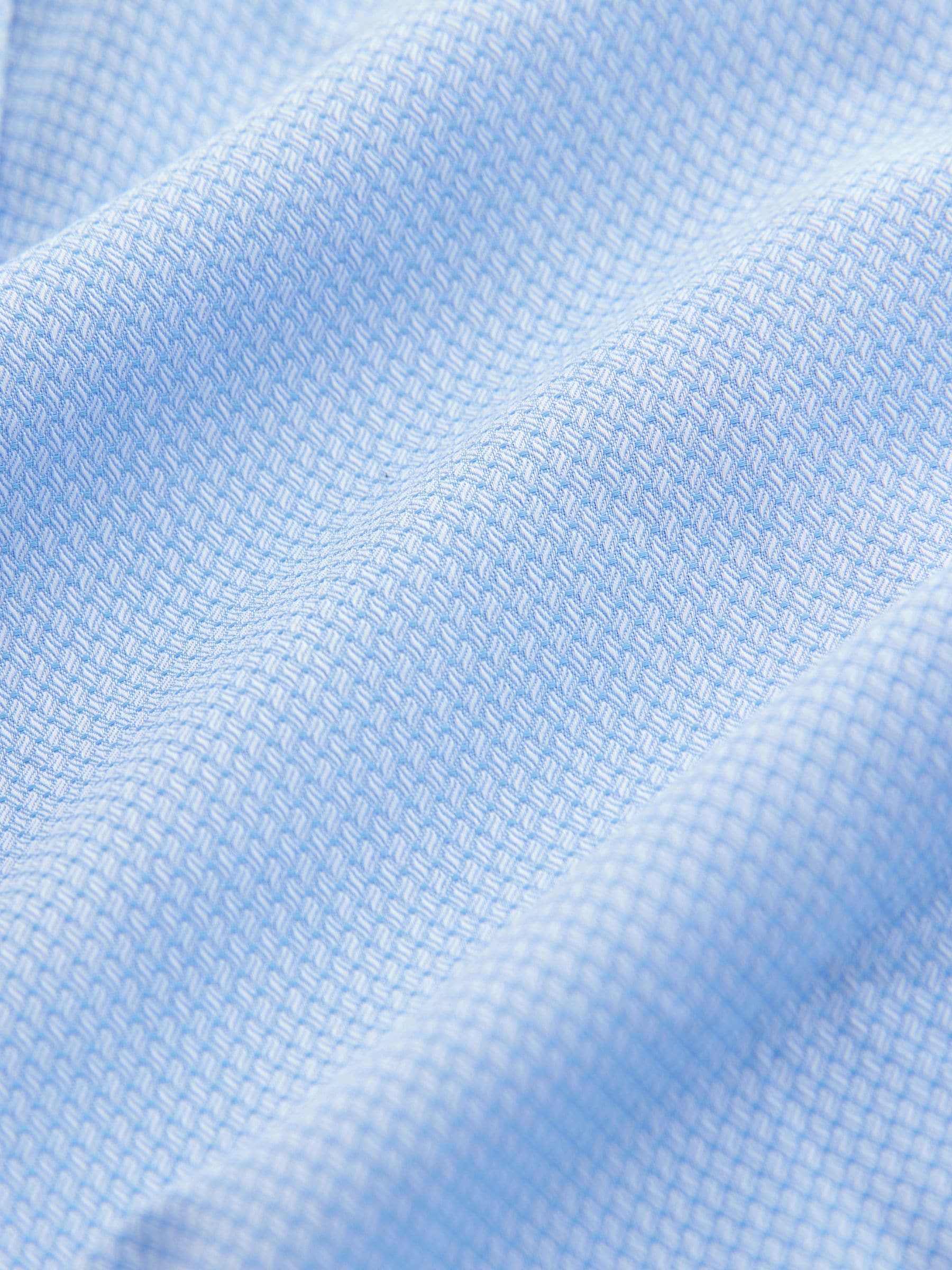 Blauw - Eenvoudig te onderhouden gebiesd overhemd met dubbele manchetten