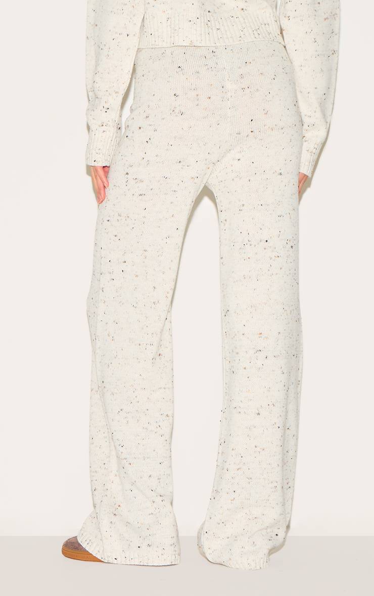 Crème Pantalon Tricoté Chiné