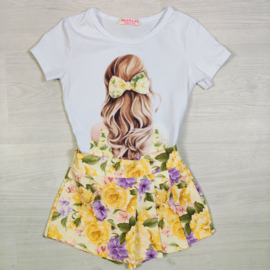 Flower short set - geel - verzenddatum 27 feb