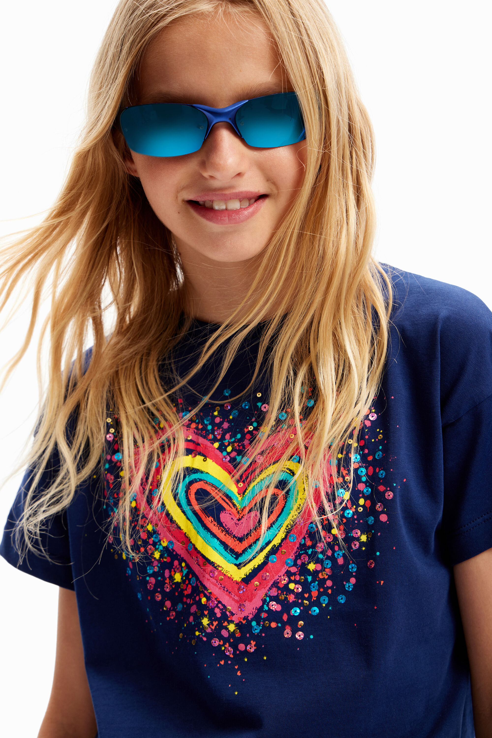 T-shirt cœur paillettes