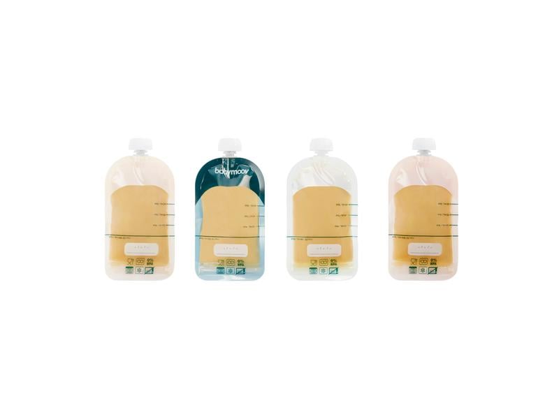 Babymoov Nahrungsbehälter ISY Set Quetschbeutel 20 x 150 ml Wiederverwendbare Quetschbeutel für Babymahlzeiten