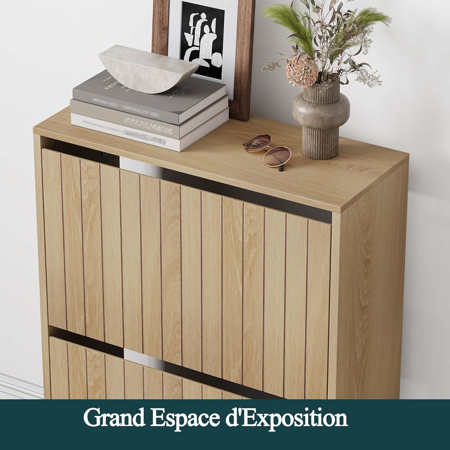 Semiocthome Armoire à Chaussures Double Étage, 80×60×24 cm, Meuble à Chaussures en Bois avec Étagères Réglables, Adapté pour Intérieur et Extérieur VT3703458