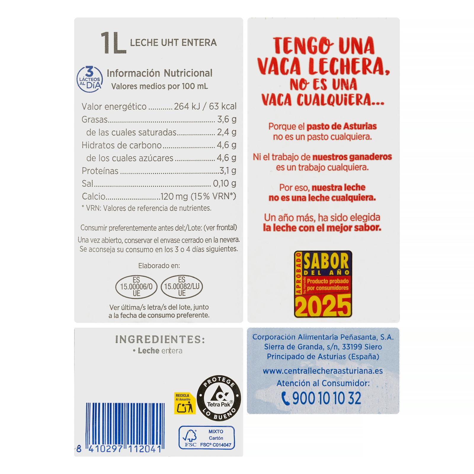 Lait entier asturien