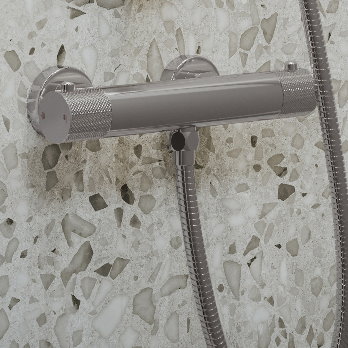 Saniclear Talpa Curved doucheset chroom met thermostatische kraan, handdouche en glijstang
