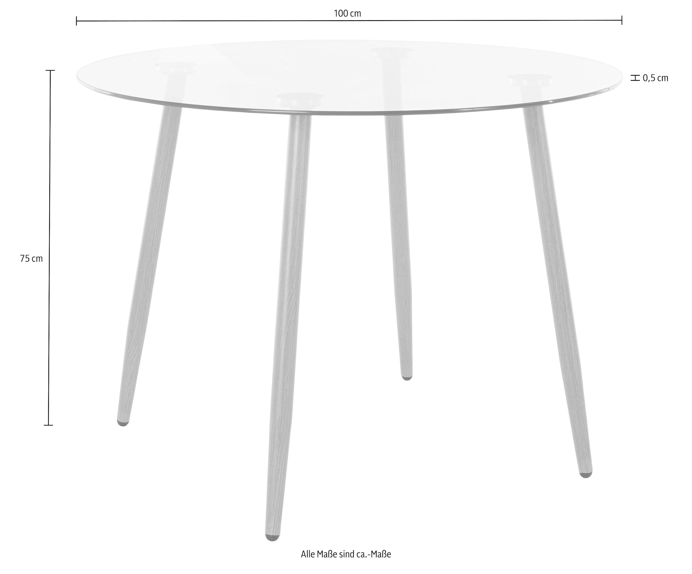 INOSIGN Essgruppe »Miller« Set, 5 Stk. tlg. Glastisch mit 4 Stühlen (Webstoff)