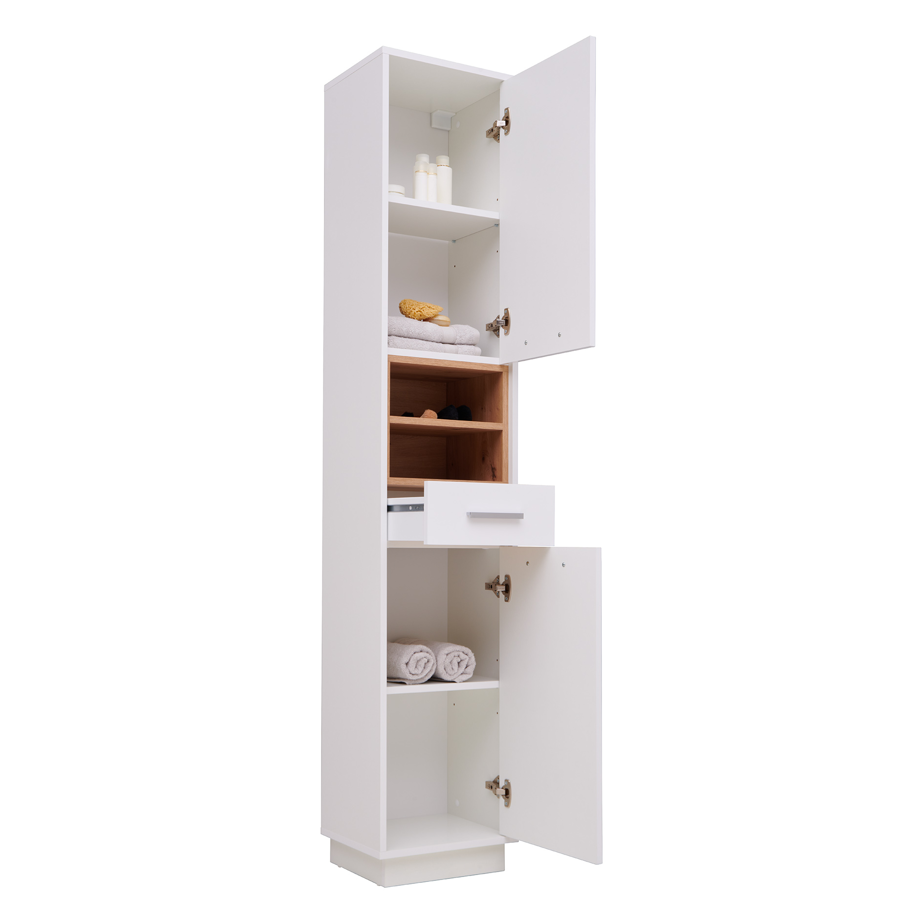 Hochschrank - weiß - Artisan Eiche - 38 cm