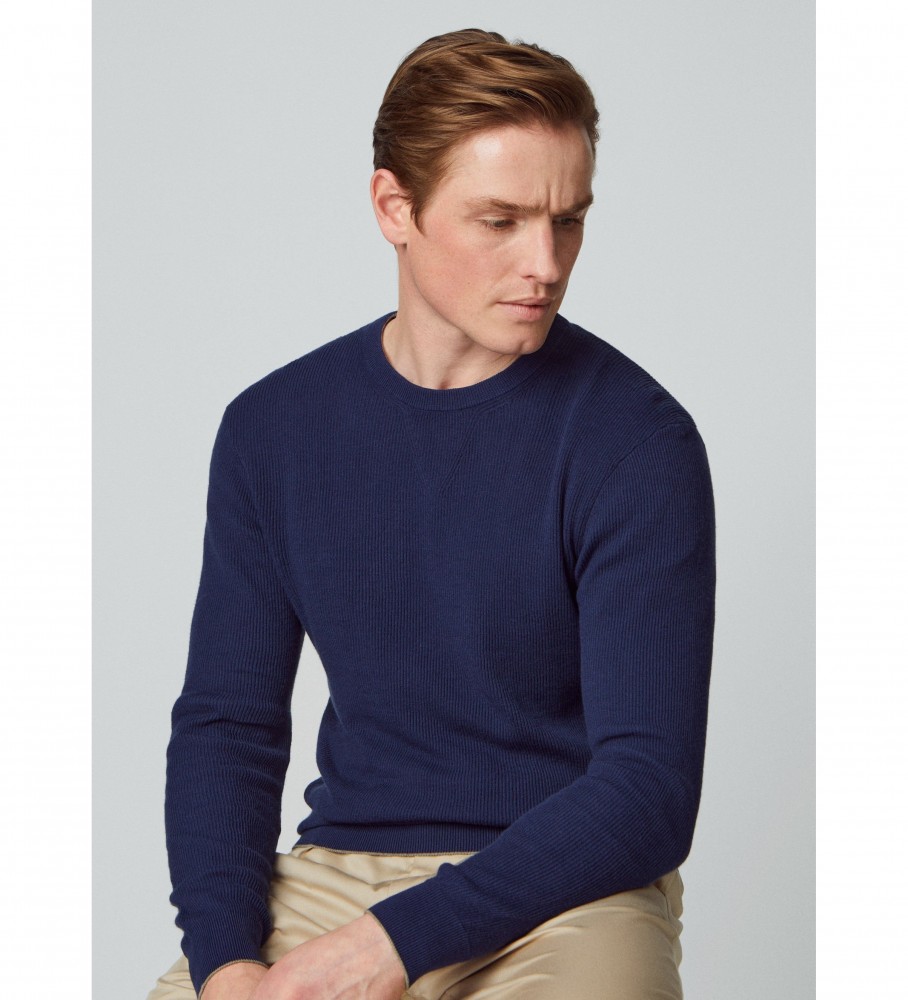 Hackett Jersey Rib azul marinho
