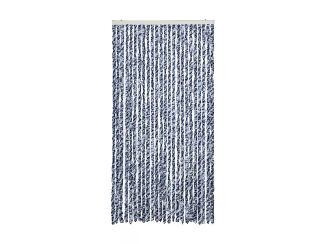 Rideau anti-mouches bleu et blanc 100x230 cm chenille
