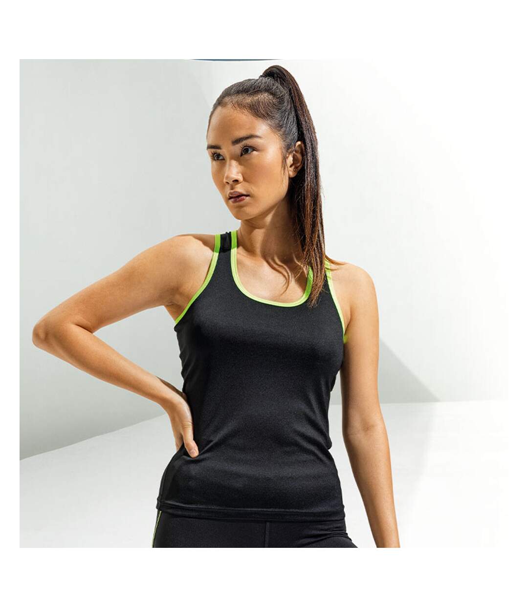 Tri Dri - Débardeur de fitness - Femmes (Noir / vert) - UTRW4801