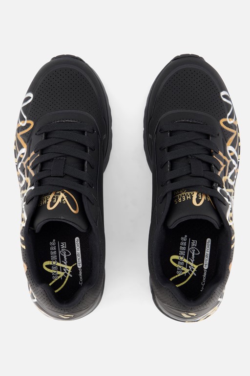 Skechers Uno Lite Metallic Love Sneakers zwart