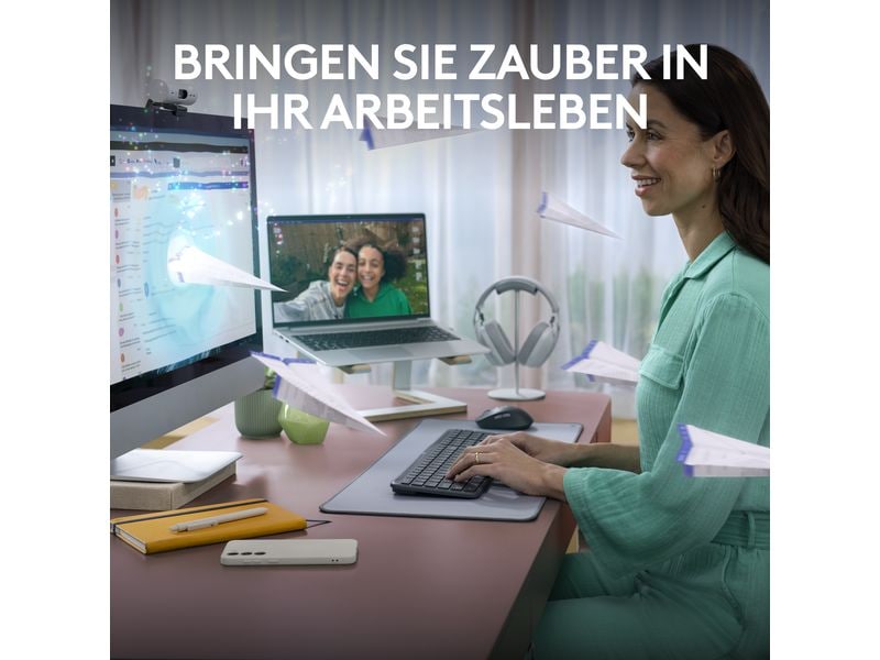 Logitech Tastatur-Maus-Set MK950 Signature Slim Combo Kabelloses Tastatur-Maus-Set mit geräuscharmen Tasten