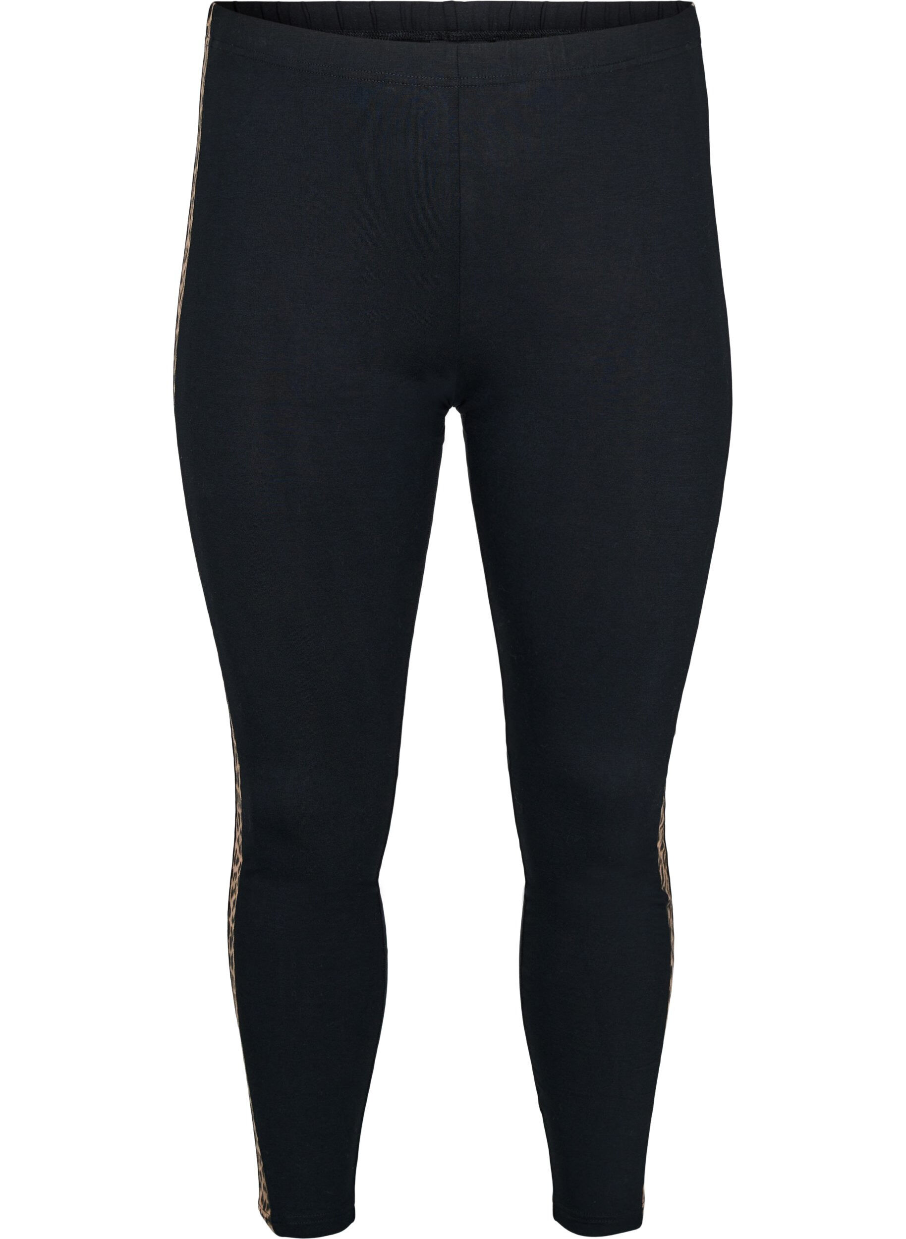 Leggings i viskose med leoprint-stribe