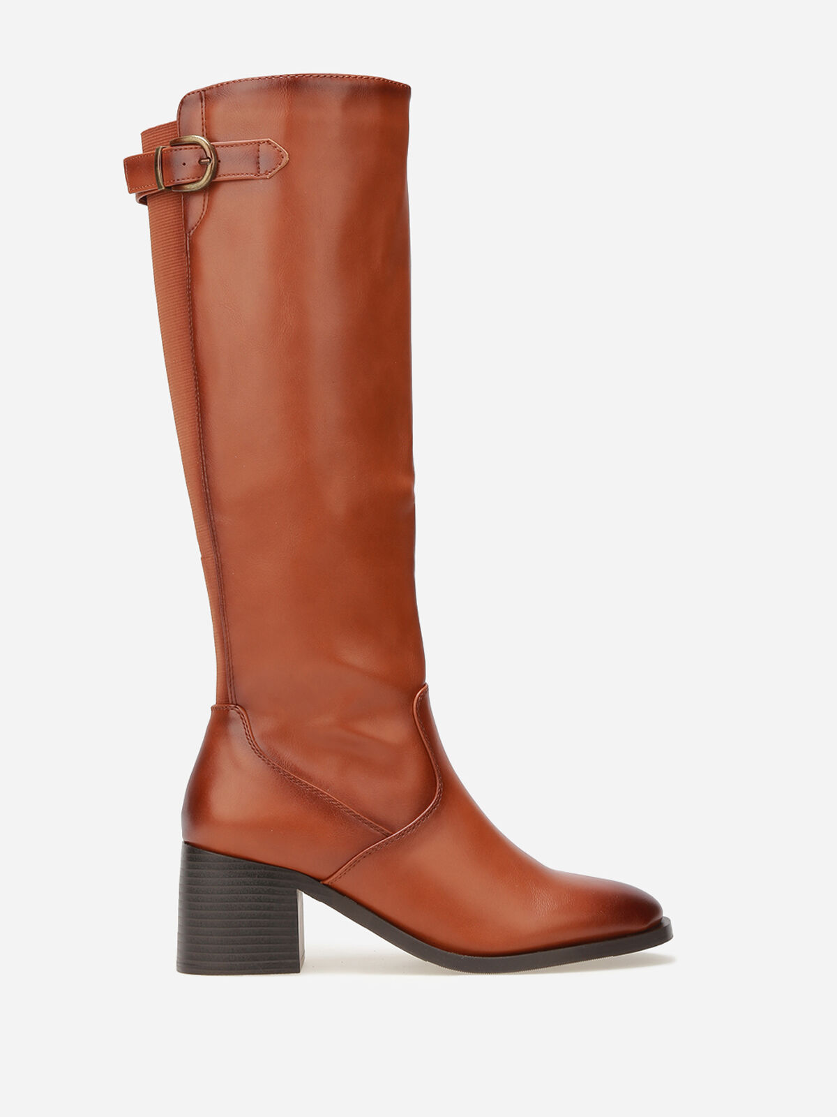 Bottes cavalières à sangle et boucle métallique- Camel