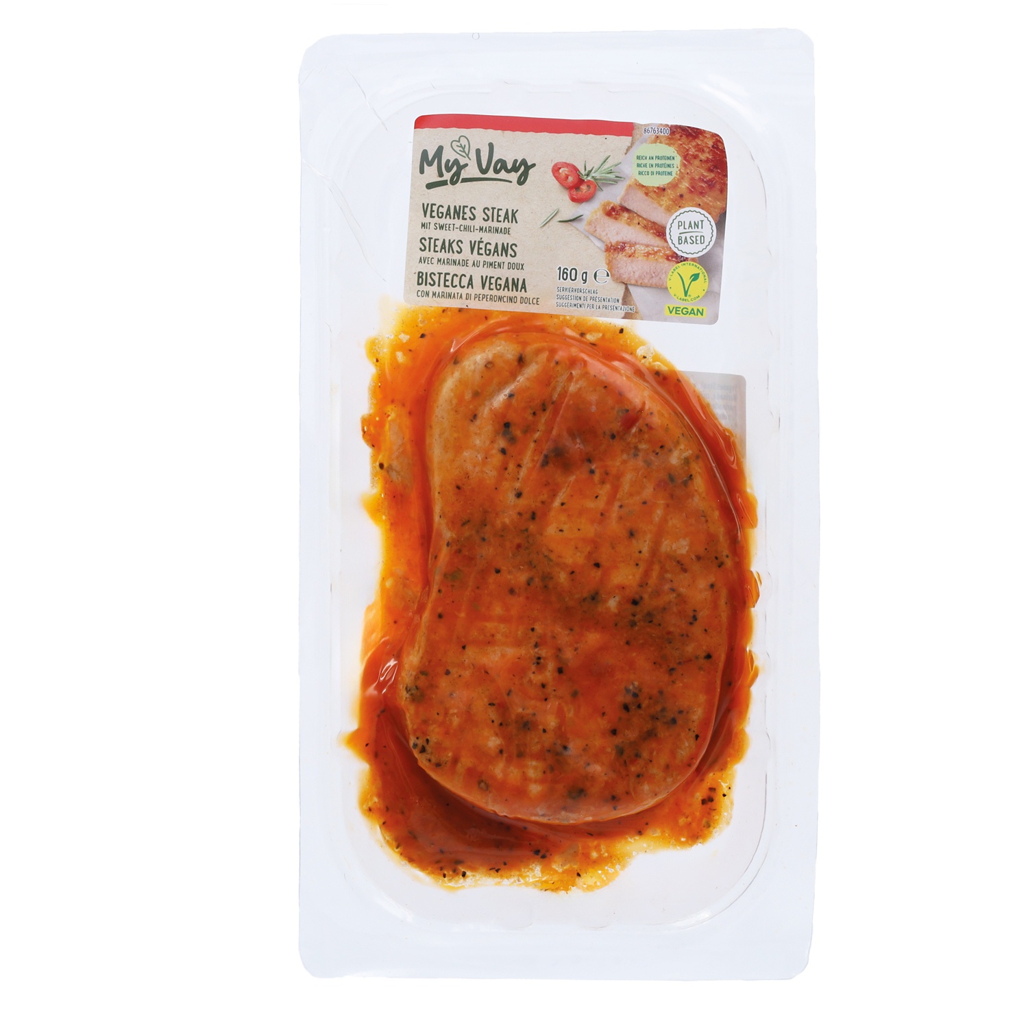 MYVAY Vegane Steaks, Schwein-Chili