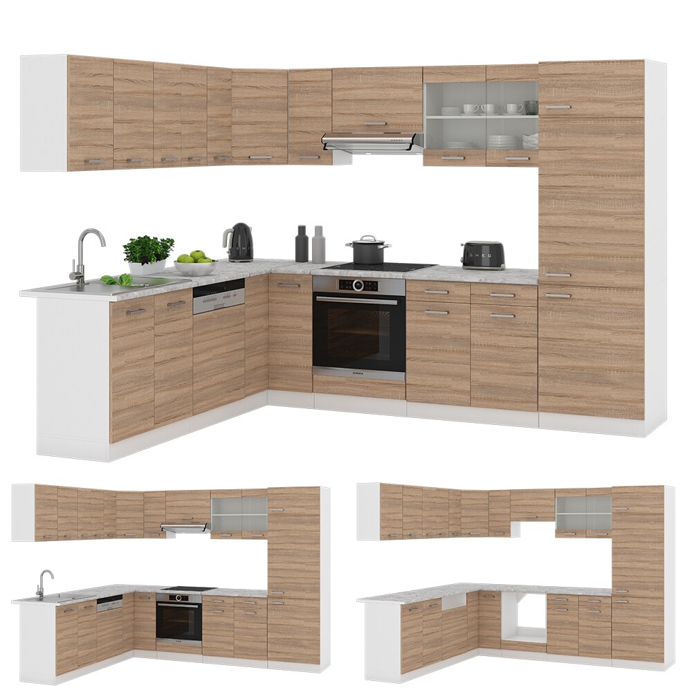 VICCO KÜCHENZEILE R-LINE ECKKÜCHE WINKEL KÜCHE EINBAUKÜCHE SONOMA EICHE