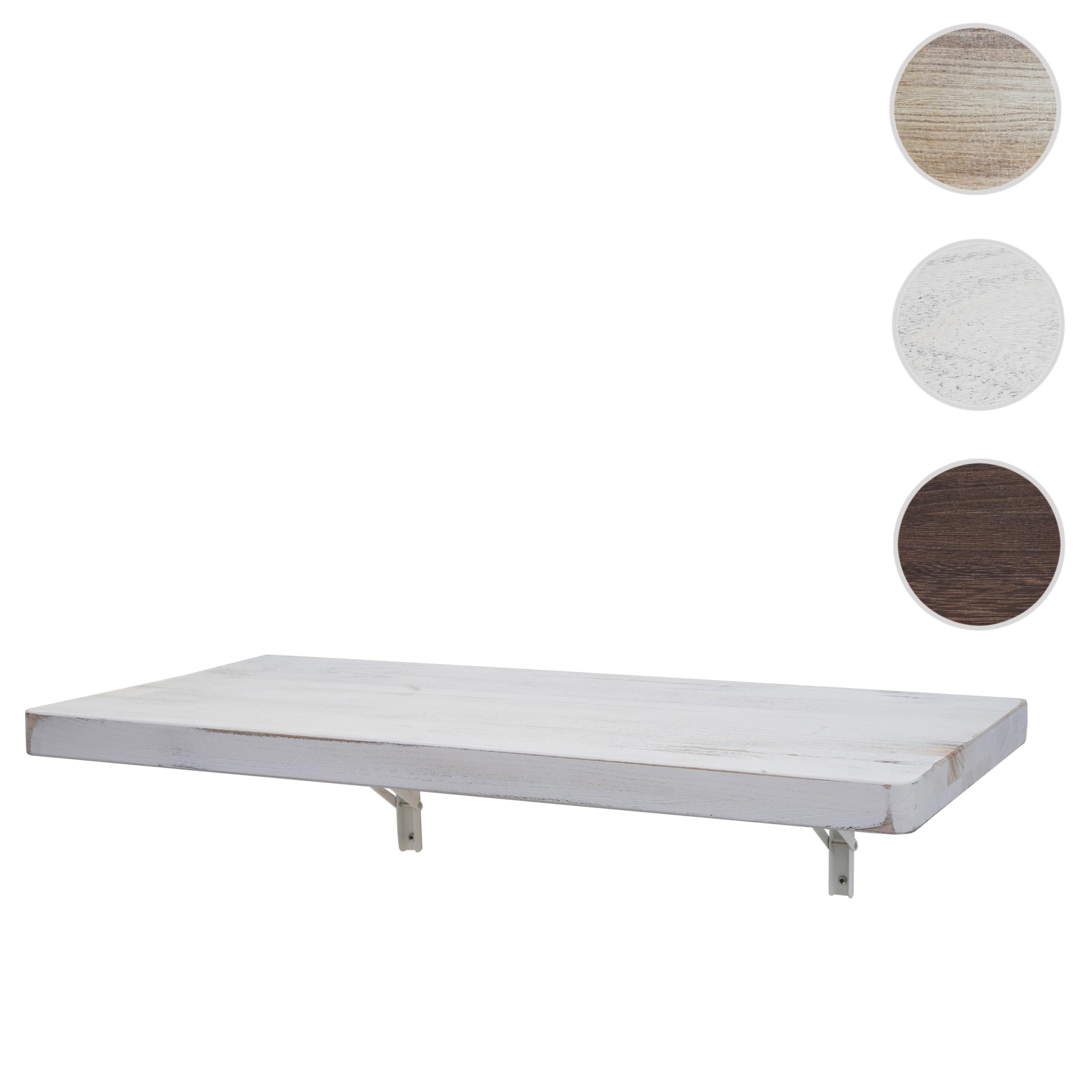 Wandtisch MCW-H48, Wandklapptisch Wandregal Tisch, klappbar Massiv-Holz ~ 100x50cm shabby weiß