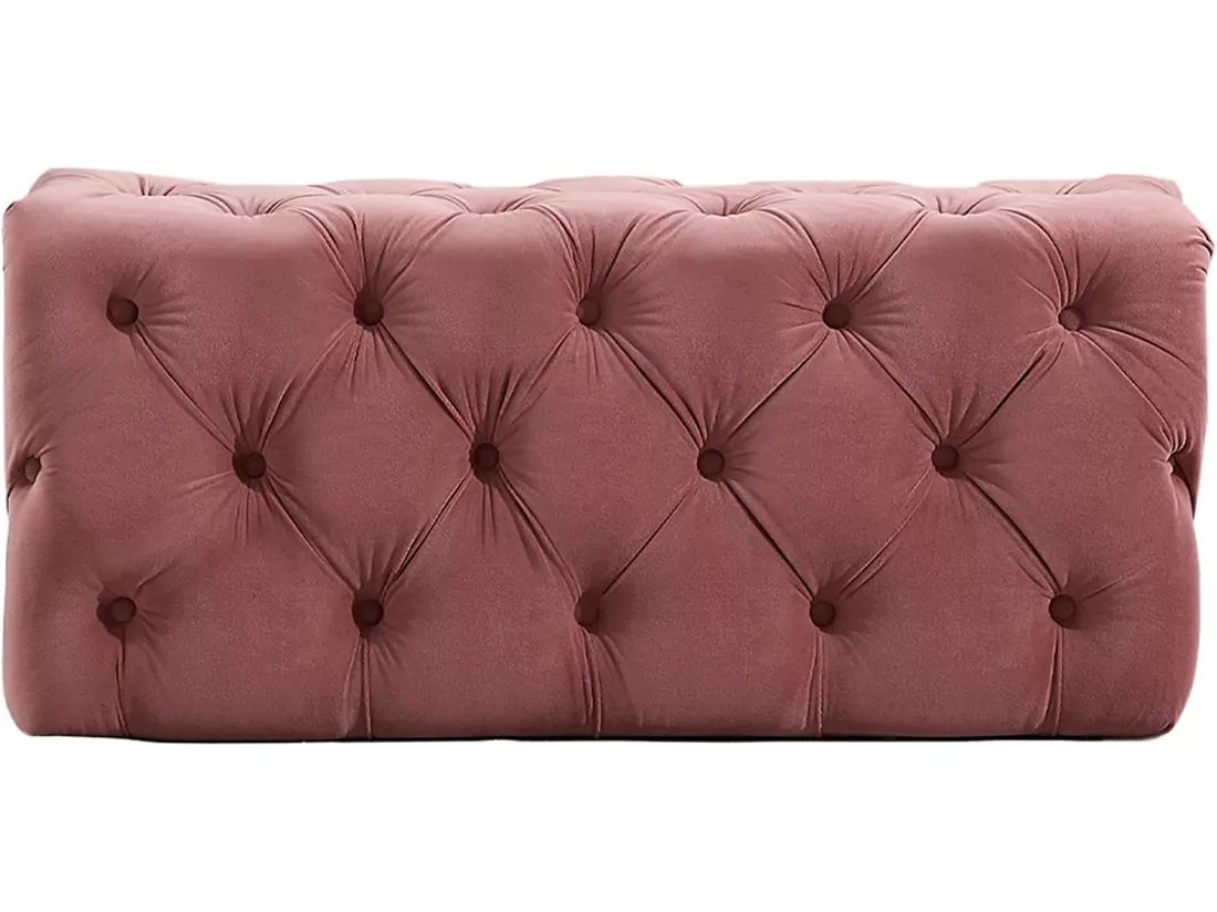 Pouf ou Repose-pieds en Velours Rectangulaire - Petit - Rose