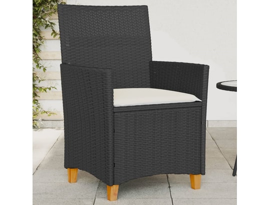 VIDAXL - Chaises de jardin coussins lot de 2 noir résine tressée et b...