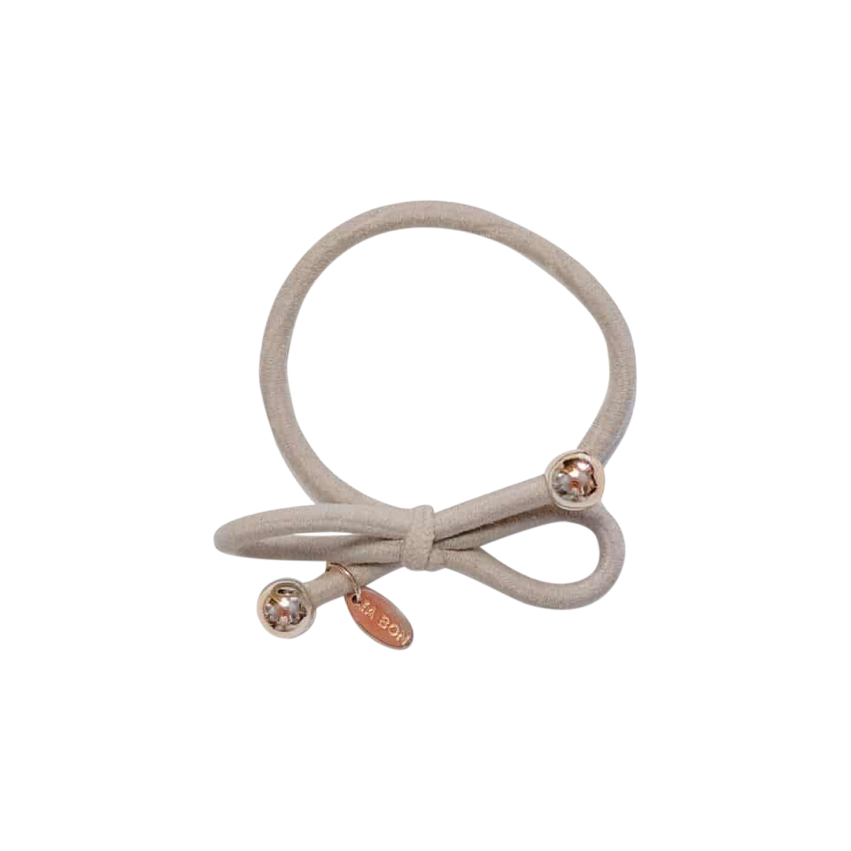 Hair Tie with Gold Bead Taupe