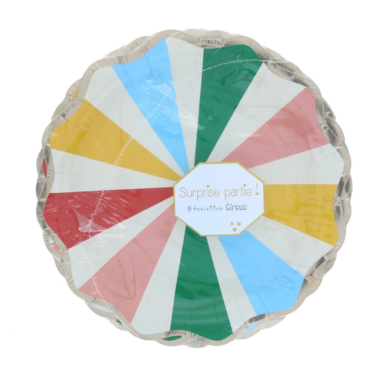 Lot de 8 assiettes colorées cirque Surprise Partie !