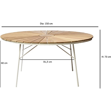Kerteminde Ø150 nonwood havemøbelsæt med 6 stole - Teak/Hvid