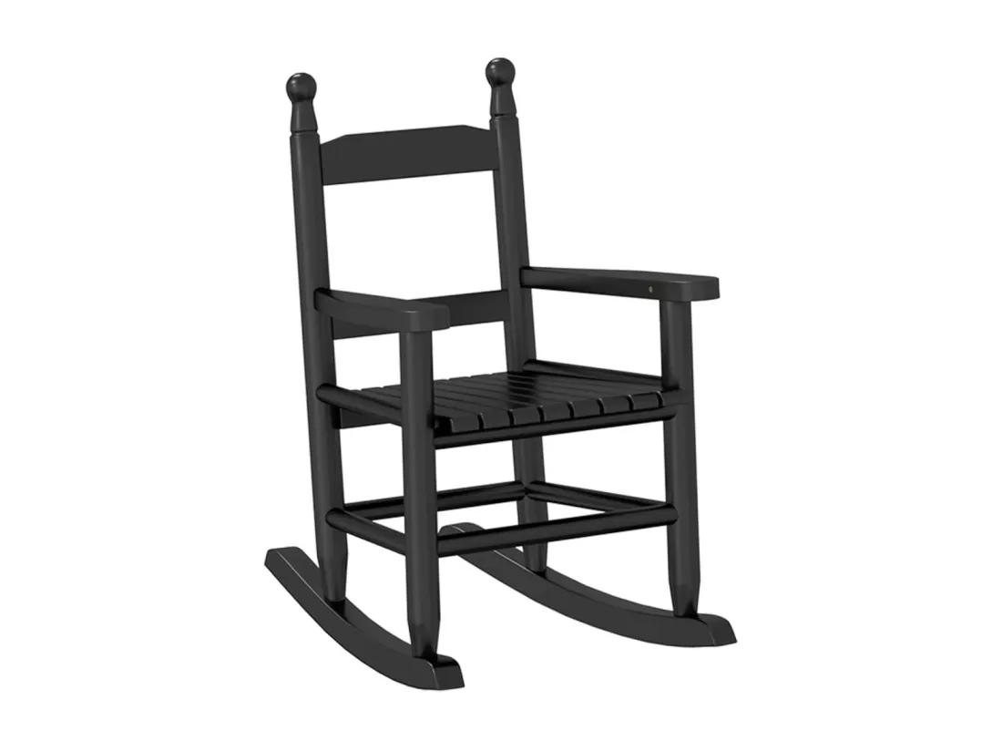 Chaise à bascule enfants noir bois de peuplier massif