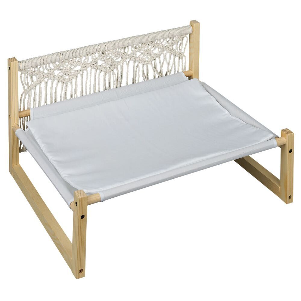 Hamac pour chien ou chat en pin et coton style bohème 53,5x42,5xH26,5cm