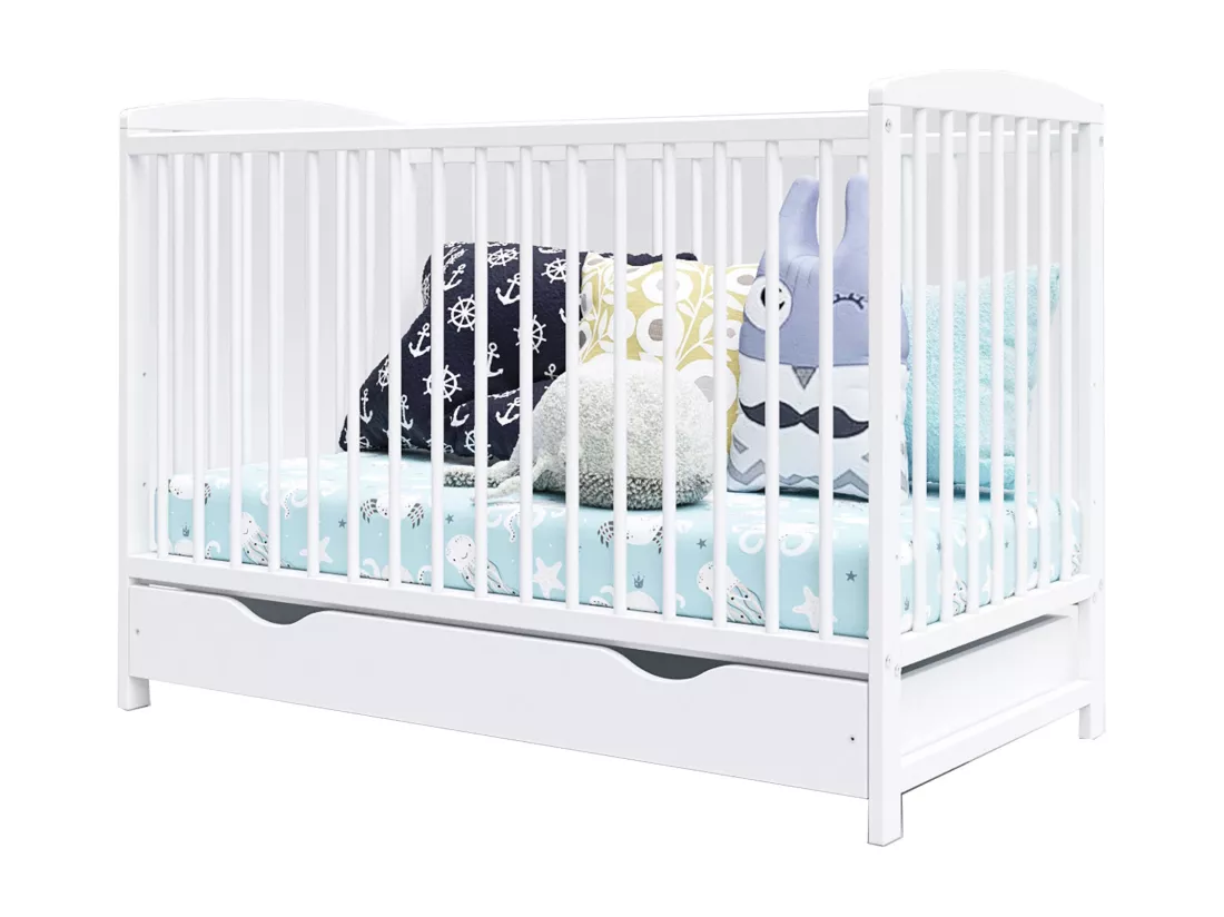 Lit bébé évolutif avec tiroir - NINA - 120x60 cm - Blanc