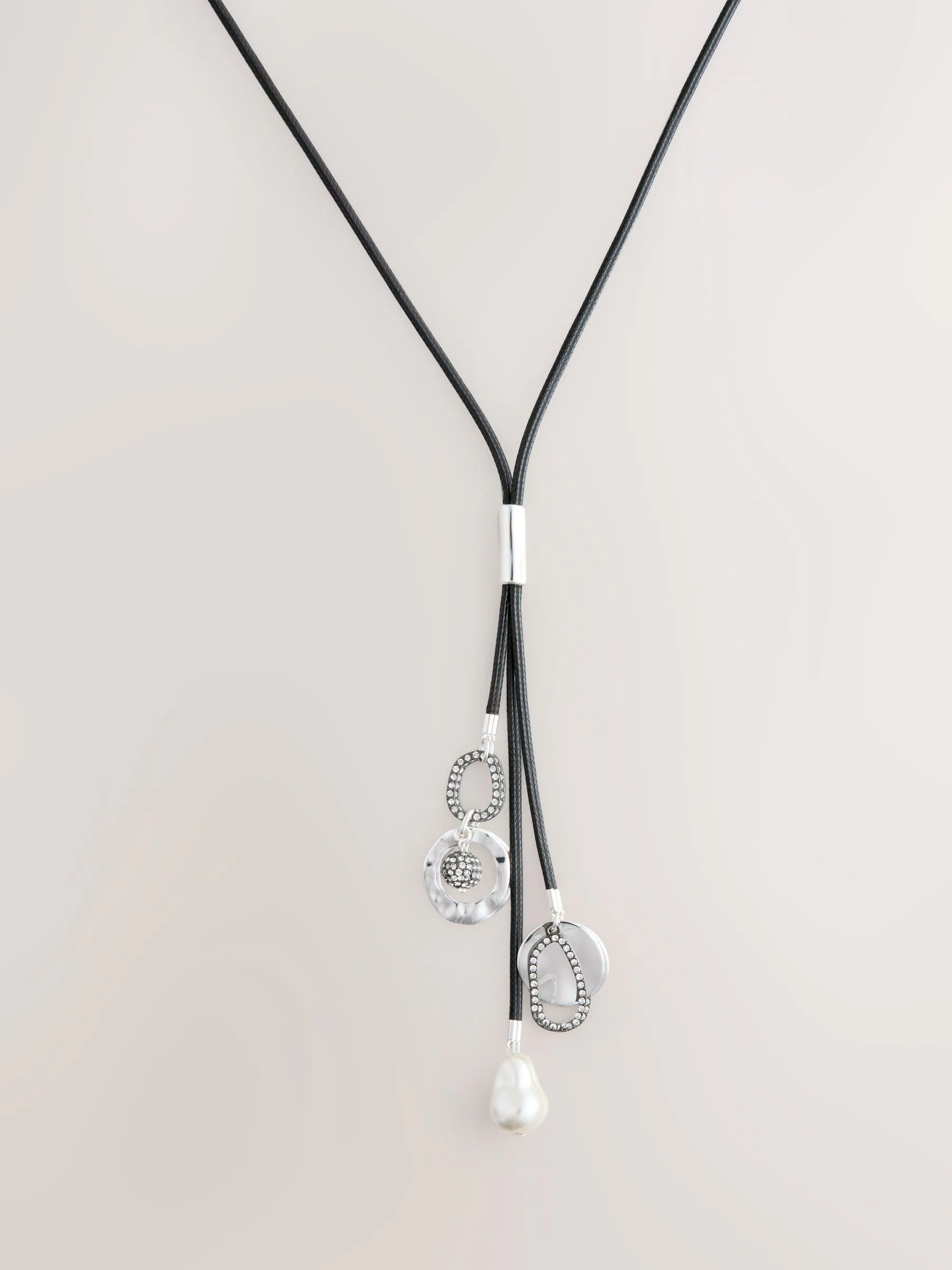 Zwart - Cord Cluster Long Lariat Necklace