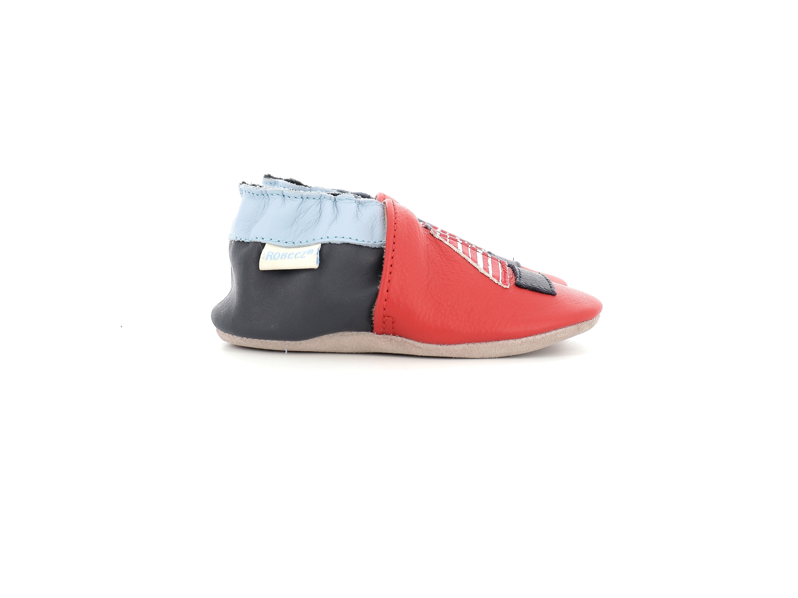 Robeez-FRENCH BOAT Cuir Bleu-Rouge