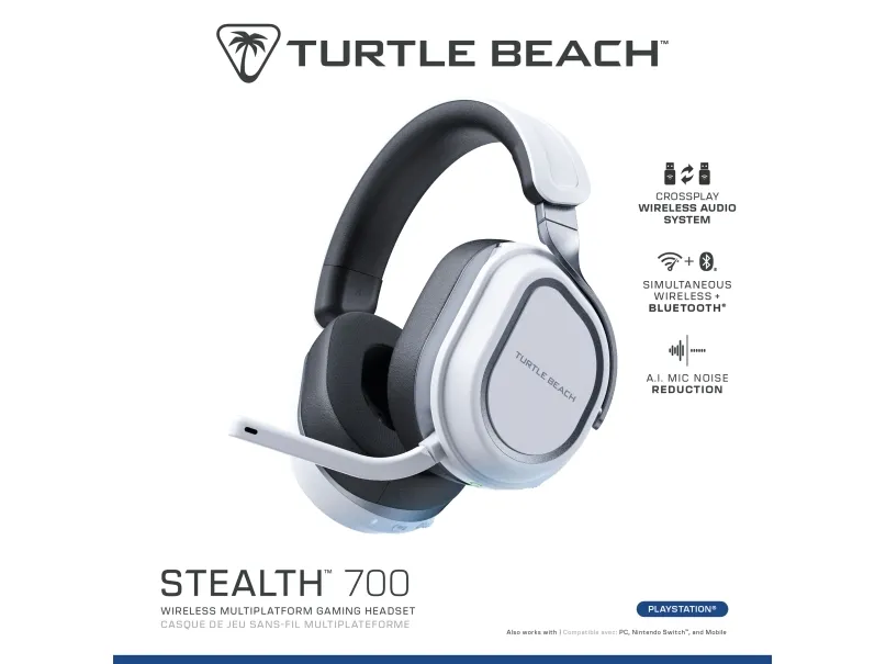 [OUTLET] - Turtle Beach Stealth 700 - 3. generation - headset - fuld størrelse - Bluetooth/2,4 GHz radiofrekvens - trådløs - støjisolerende - hvid