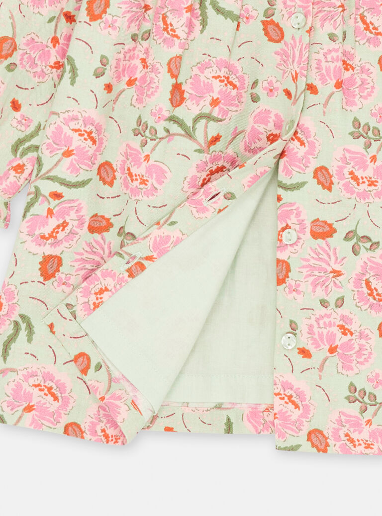 Robe en twill avec un motif fleurs bébé fille