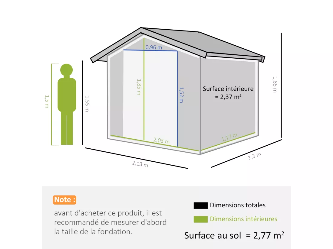 Abri de jardin - remise pour outils - cabanon porte verrouillable - dim. 213L x 130l x 185H cm - tôle d'acier gris