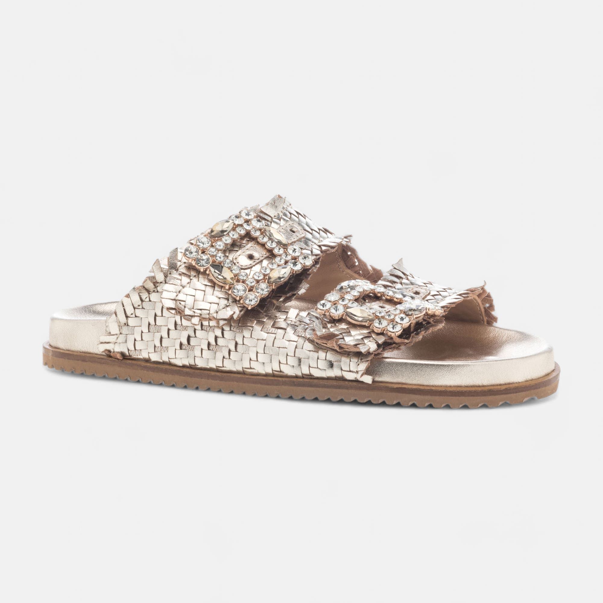 Mules Femme en cuir or