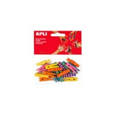 Apli - 20 pinces à linge bois - coloris assortis