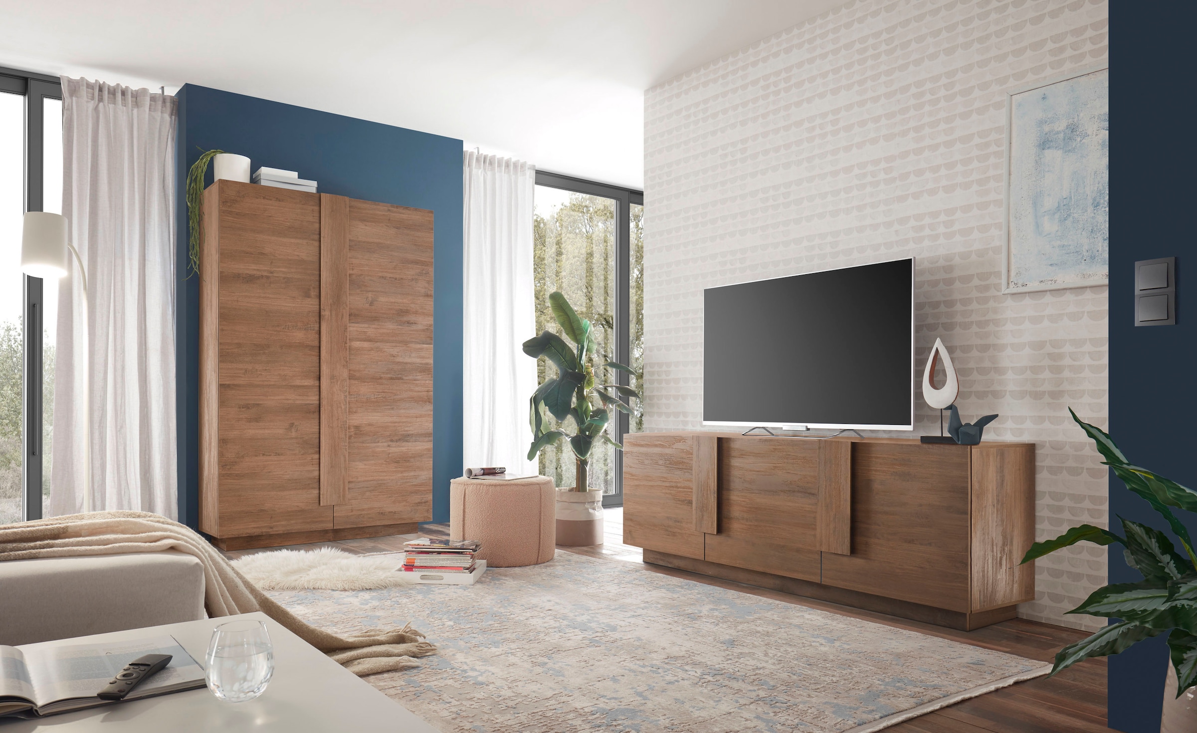 INOSIGN Mehrzweckschrank »Jupiter, Höhe 193 cm, Stauraumschrank 2 Türen - Soft Closing,« Highboard, moderne Griffblende, FSC®, cleveres Stauraumkonzept