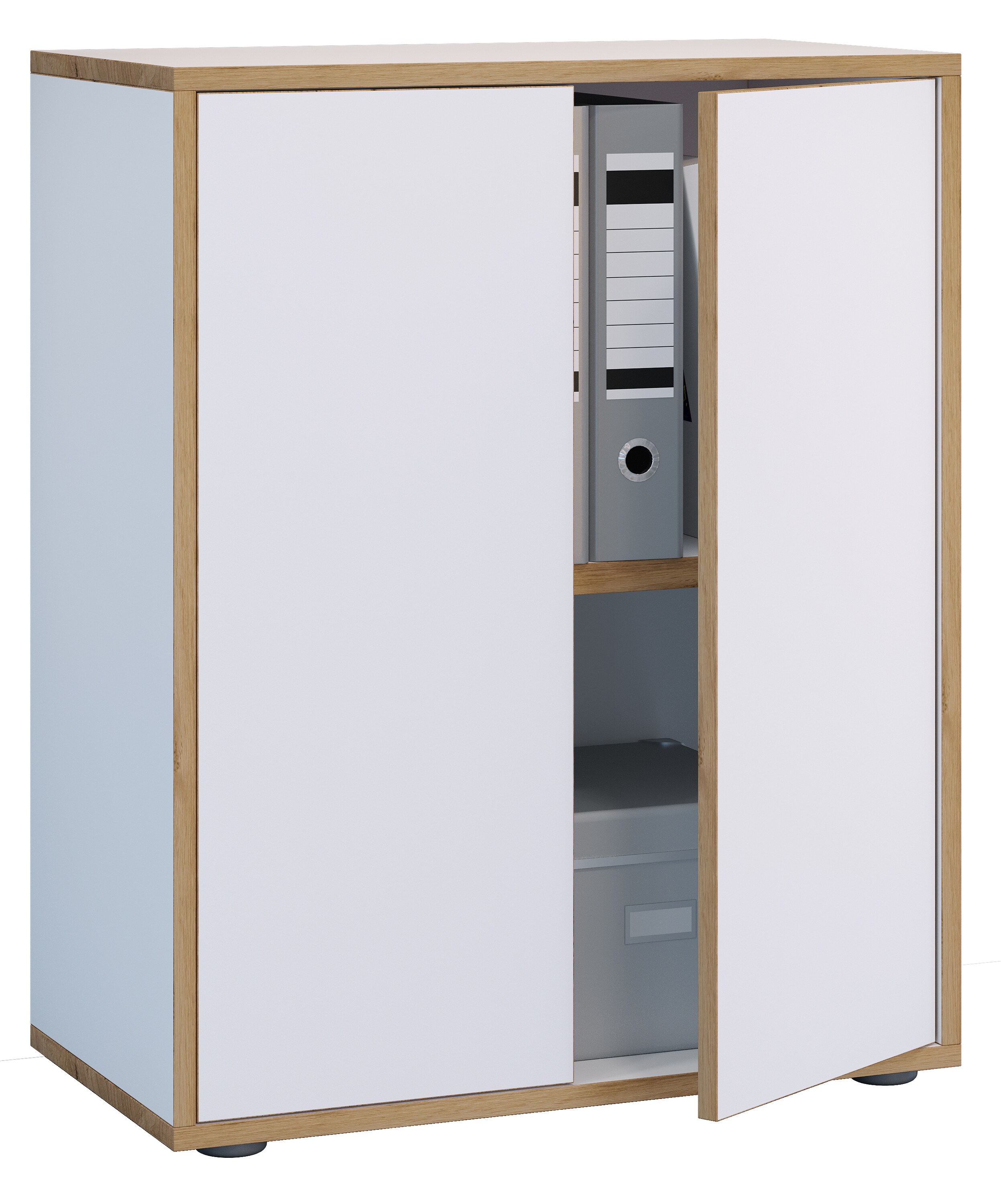 VCM Holz Büroschrank Ordner Aktenschrank Büromöbel Schrank Salia 2-fach Breite 60 cm Drehtüren