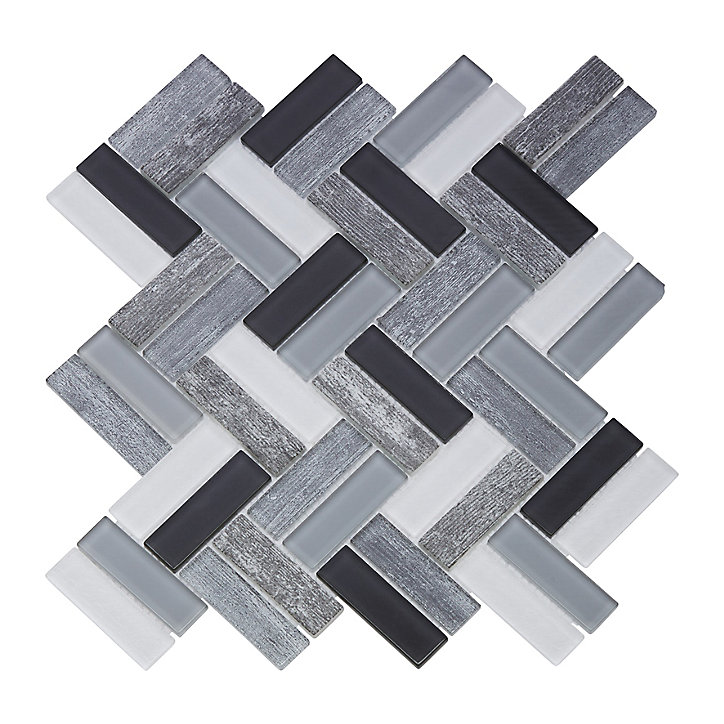 Mosaïque verre Xavier gris L. 27,5 x l. 31,5 cm Mat Inter