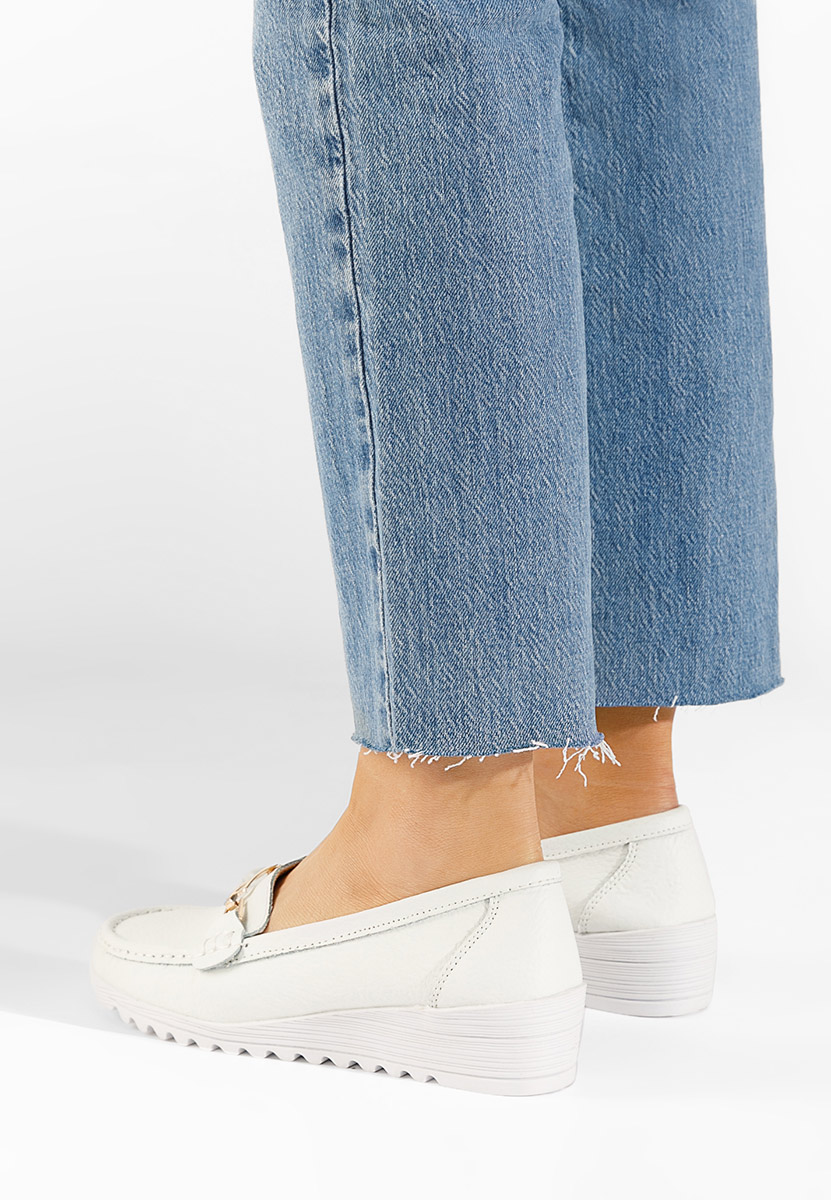 Mocassins femme en cuir blancs Fahima