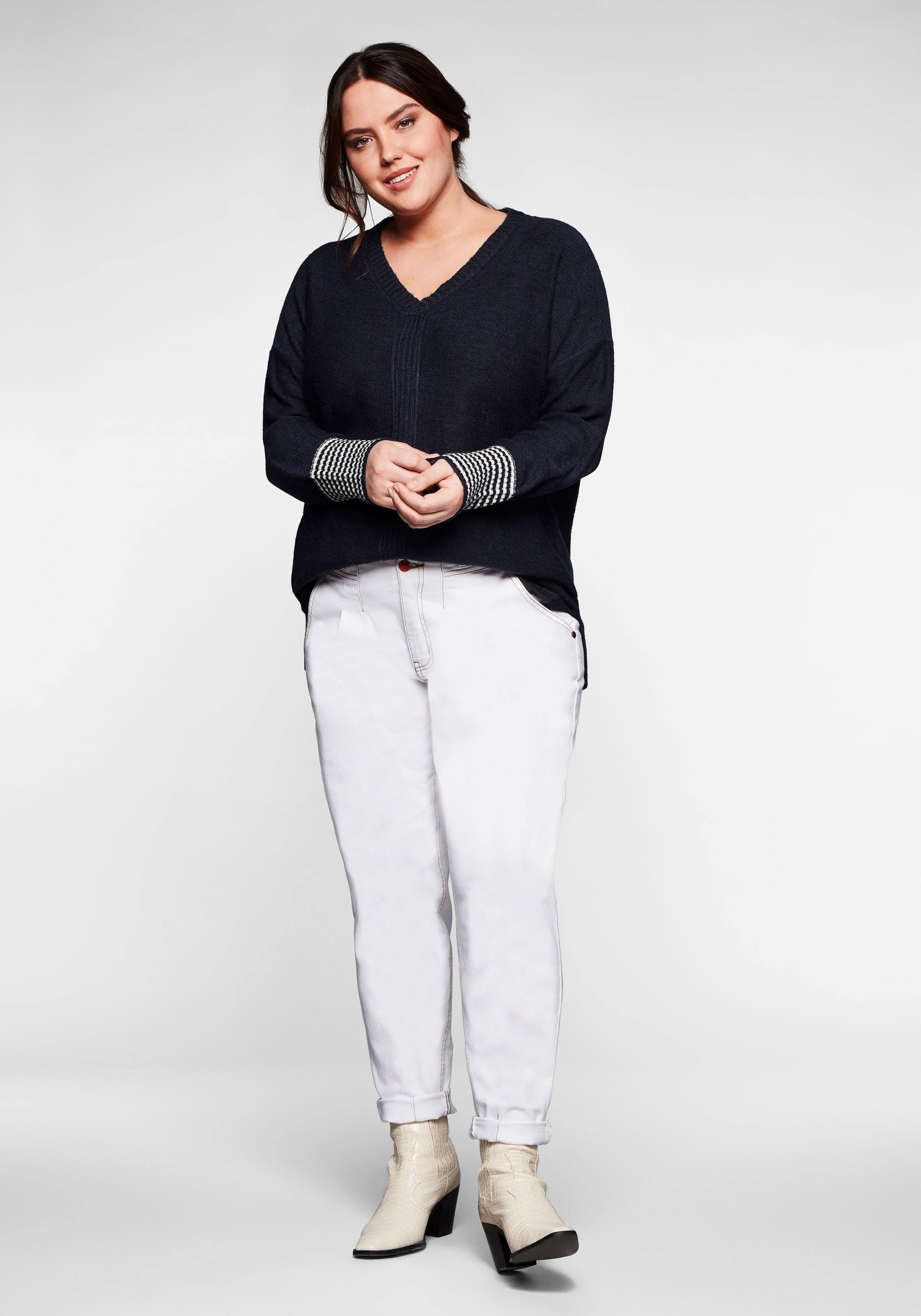 Pullover mit geringeltem Ärmelbündchen