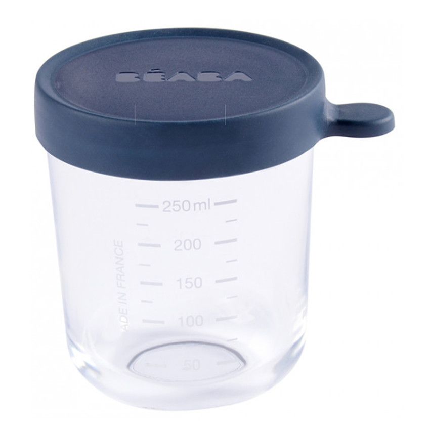 Pot de conservation en verre 250ml – Bleu Foncé - Ecru