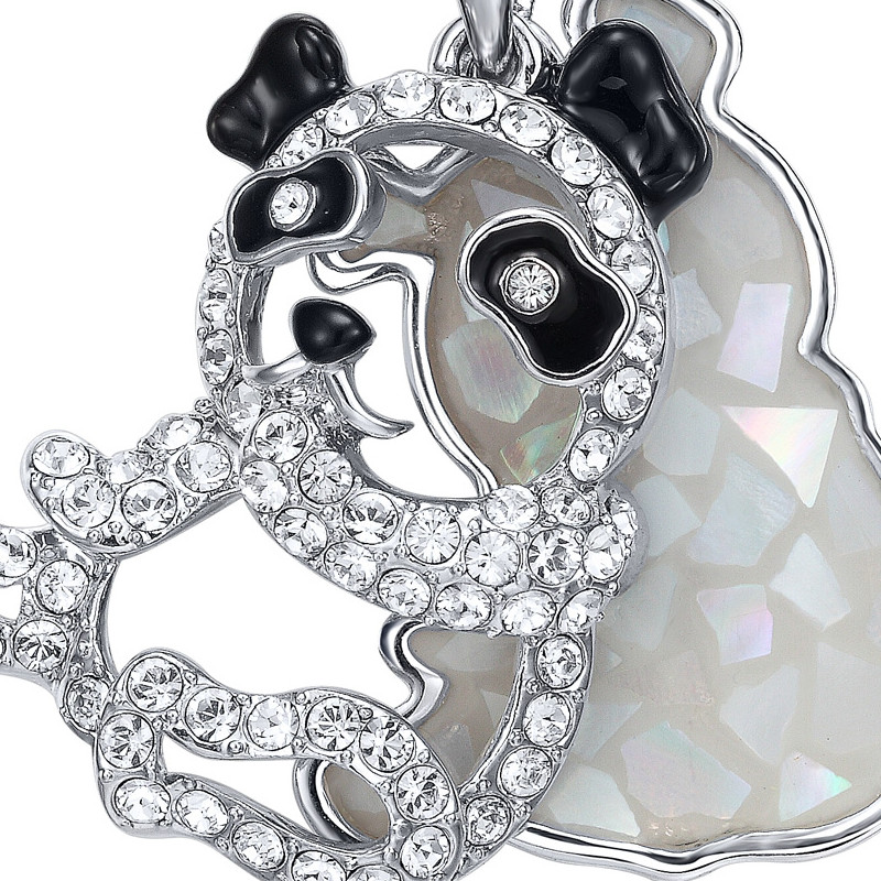 Pendentif Panda Abalone orné de cristal de Swarovski Blanc